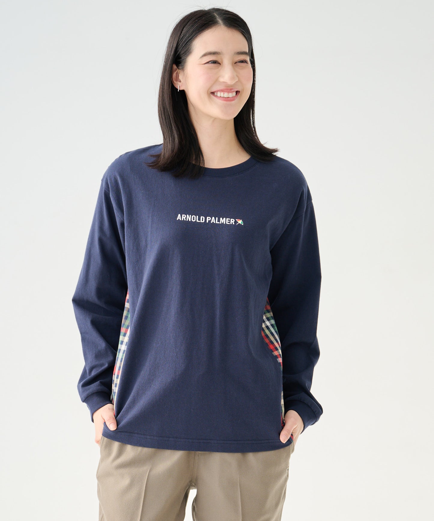 パーマーチェックドッキング シェアロングスリーブTシャツ