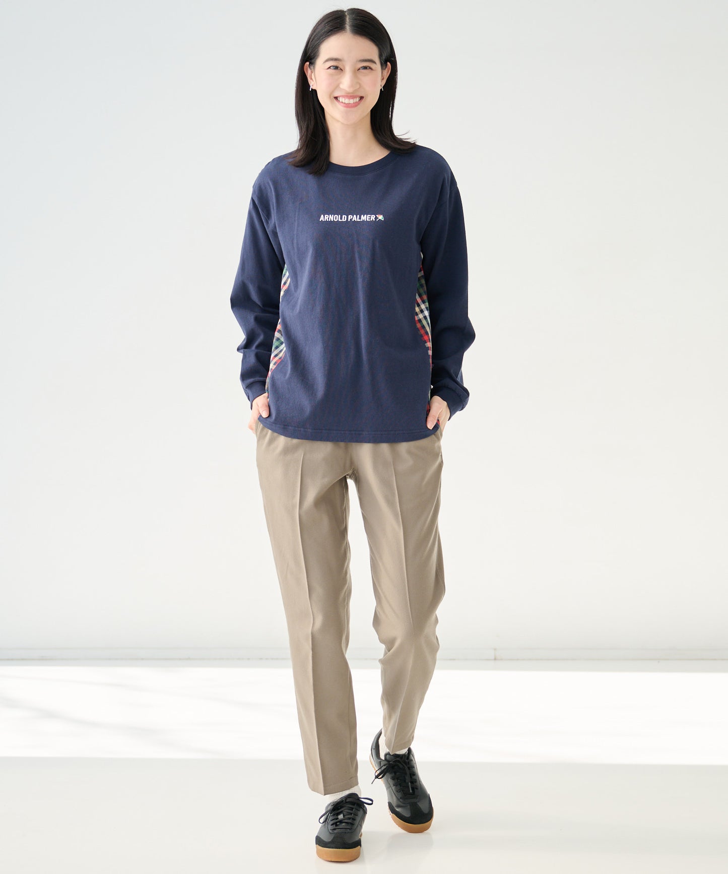 パーマーチェックドッキング シェアロングスリーブTシャツ