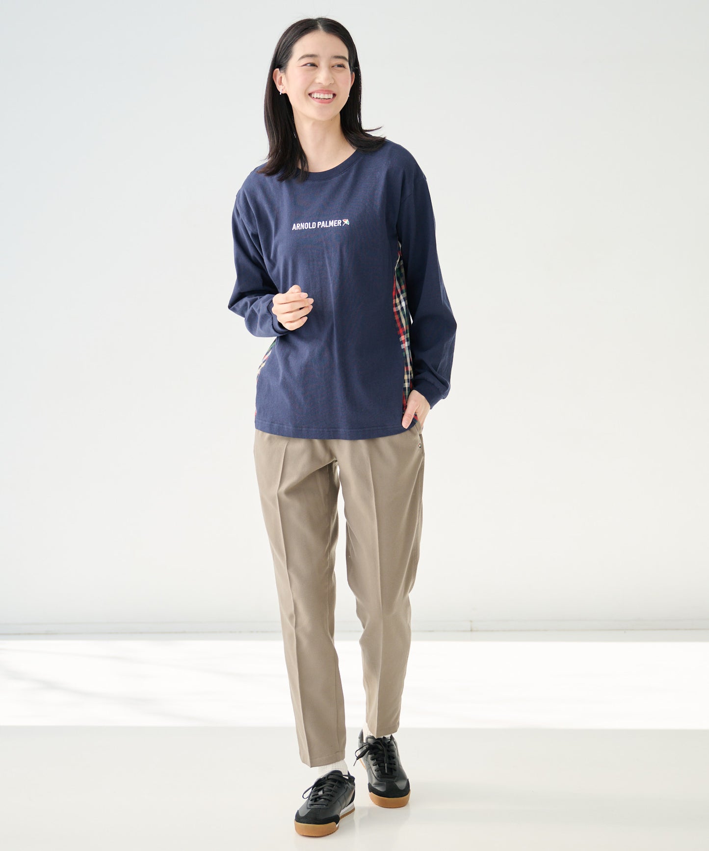 パーマーチェックドッキング シェアロングスリーブTシャツ
