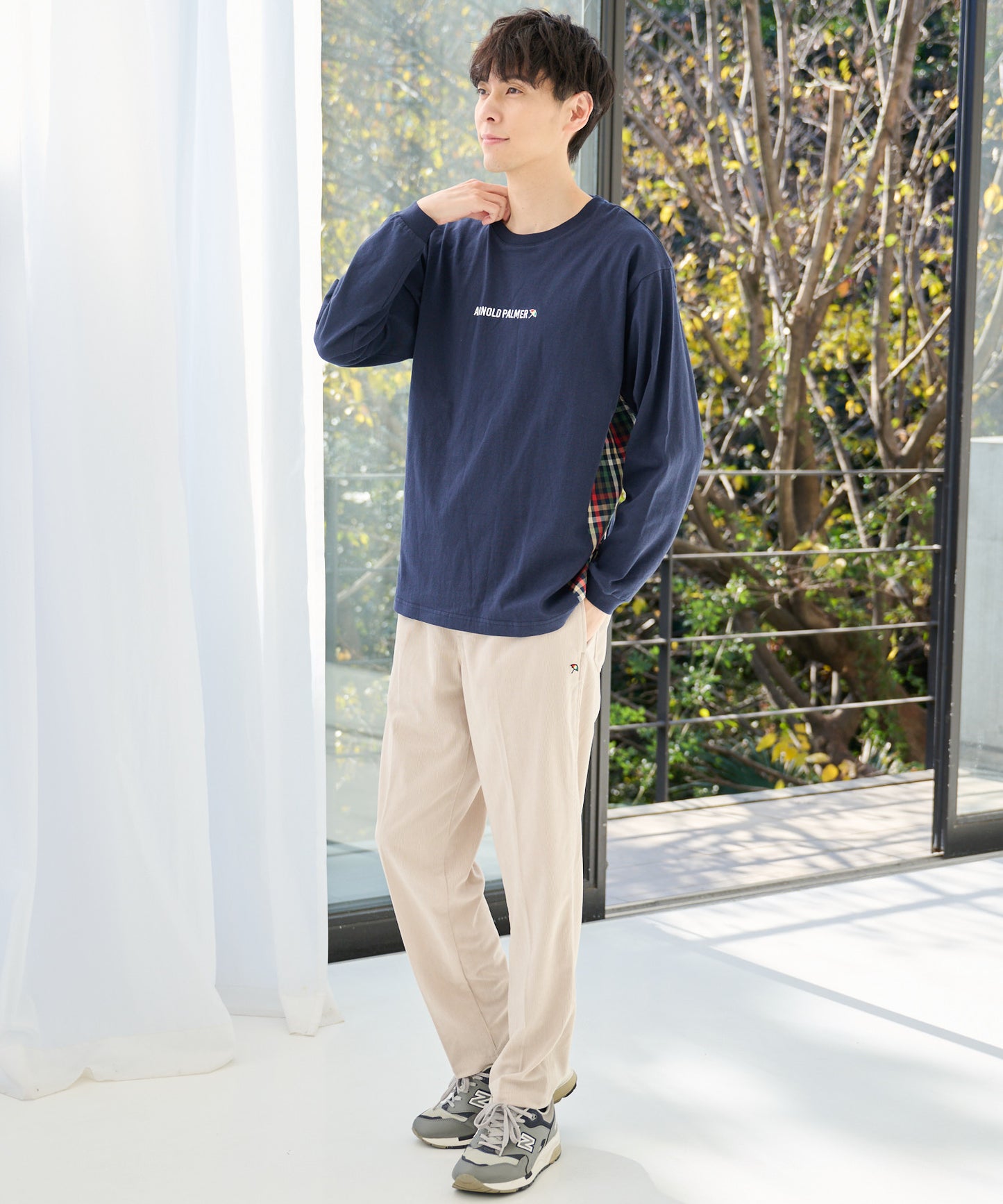 パーマーチェックドッキング シェアロングスリーブTシャツ