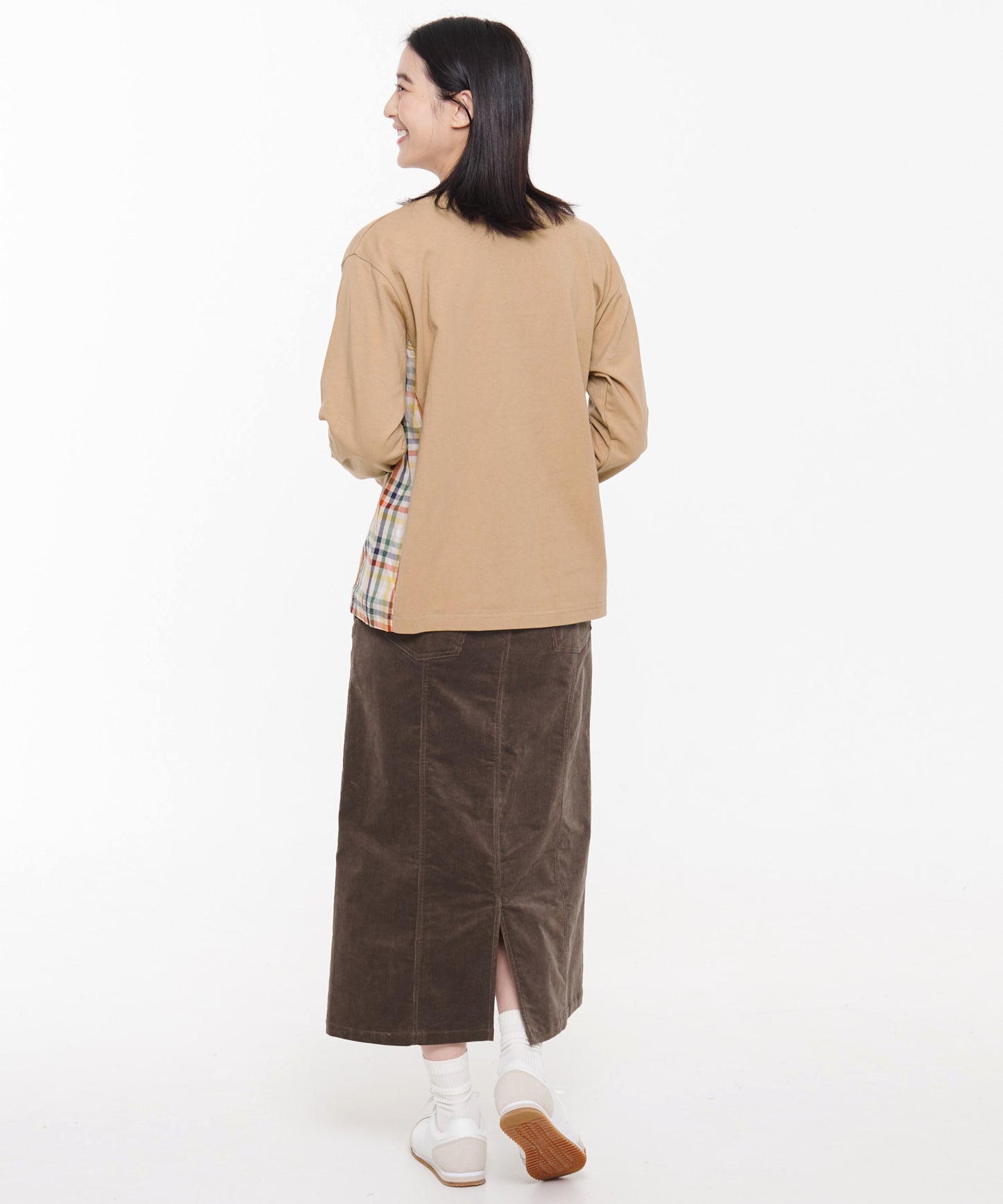 パーマーチェックドッキング シェアロングスリーブTシャツ