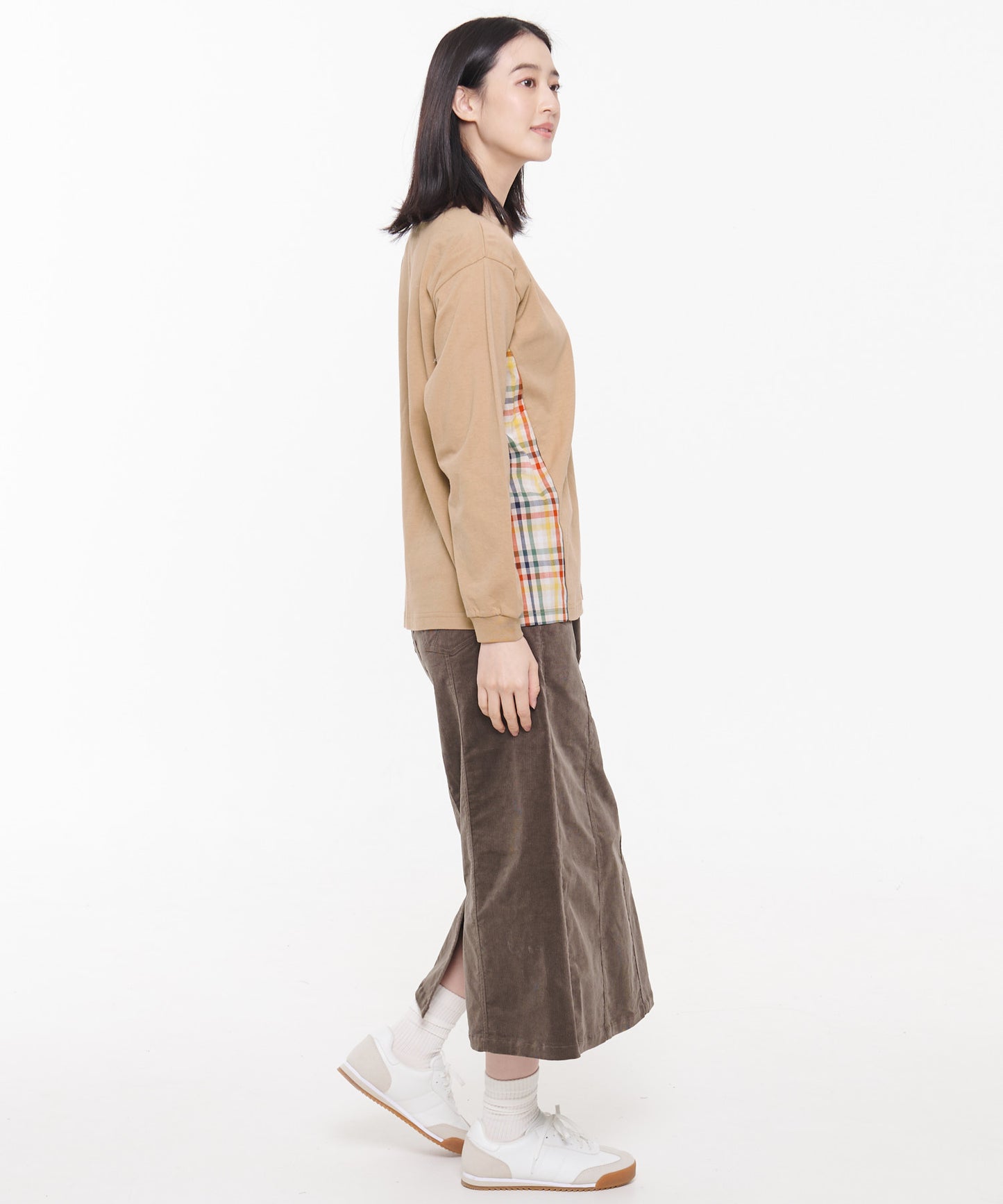 パーマーチェックドッキング シェアロングスリーブTシャツ