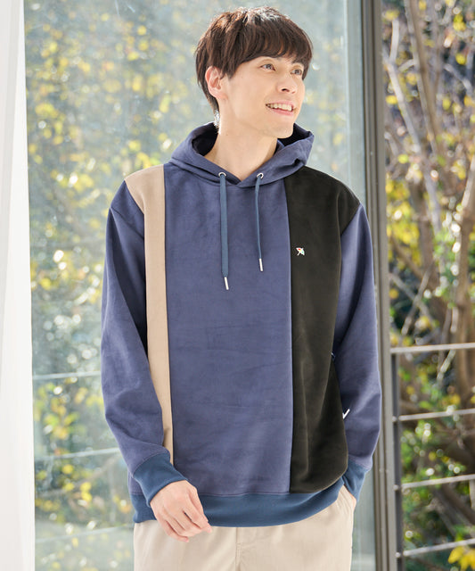 Arnold Palmer カットスウェード カラーブロッキングフーディ