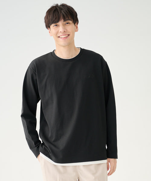 【残り1点】梨地起毛 フェイクレイヤード ロングスリーブTシャツ