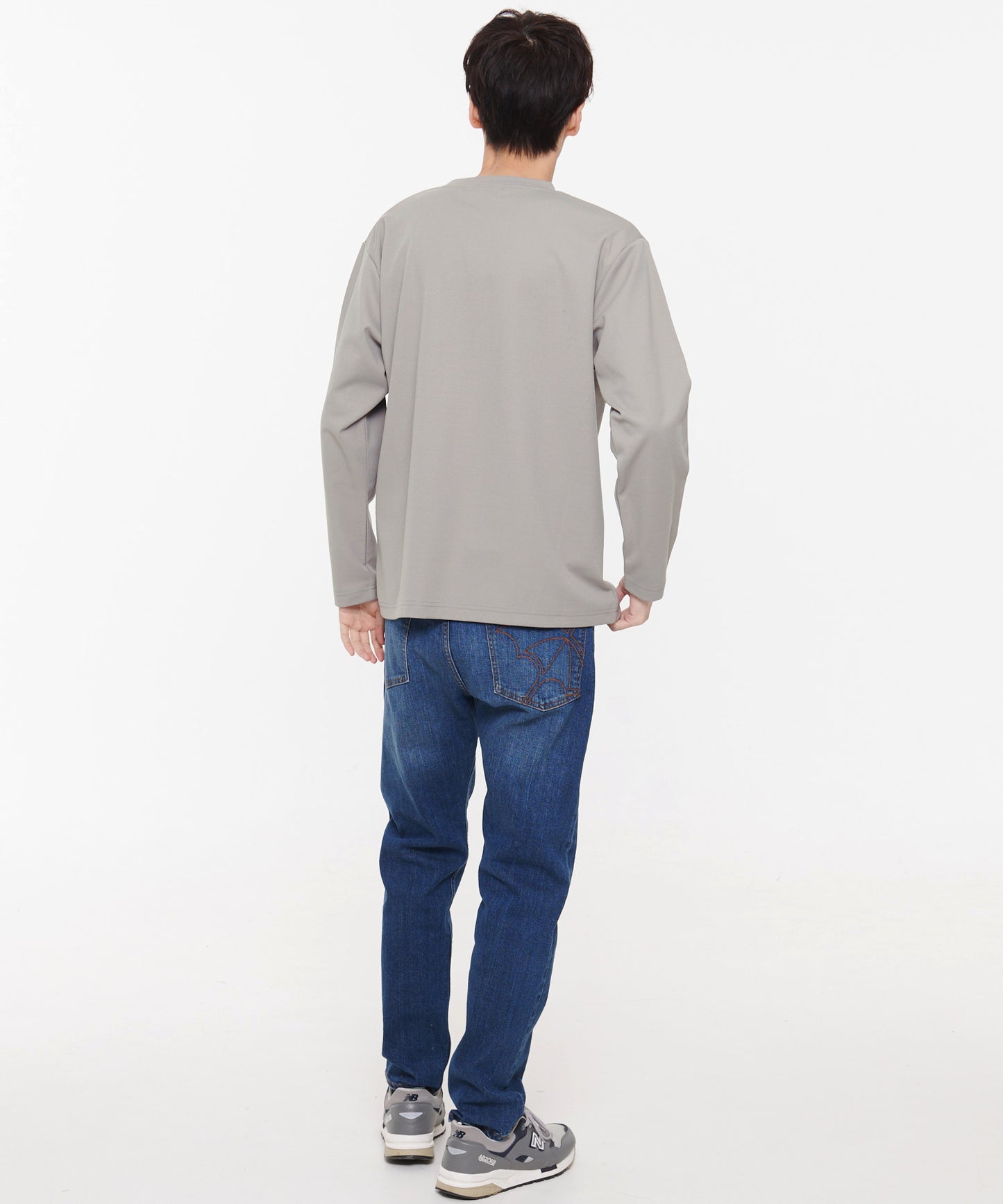 梨地起毛ポケット 異素材 ロングスリーブTシャツ
