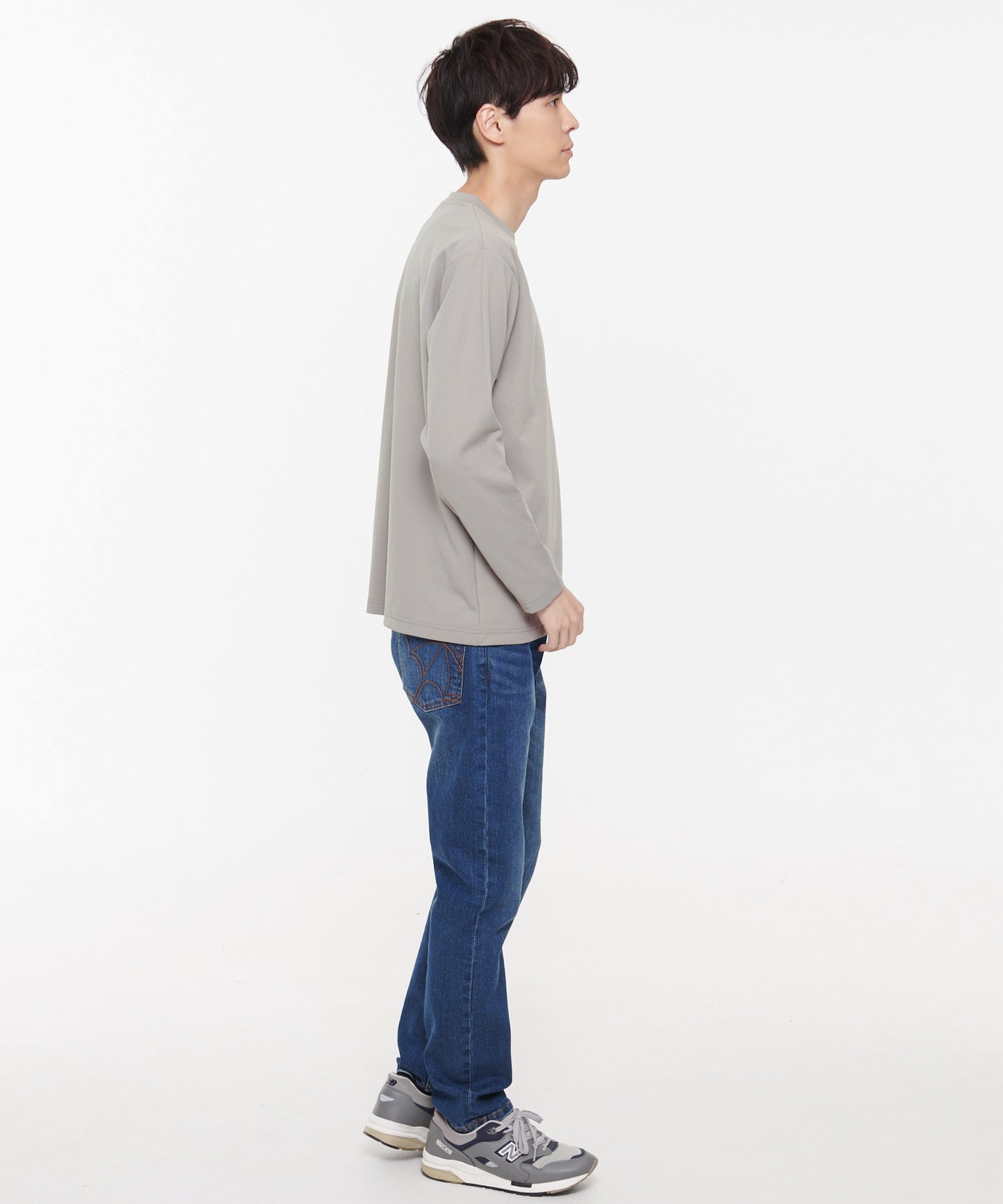 梨地起毛ポケット 異素材 ロングスリーブTシャツ