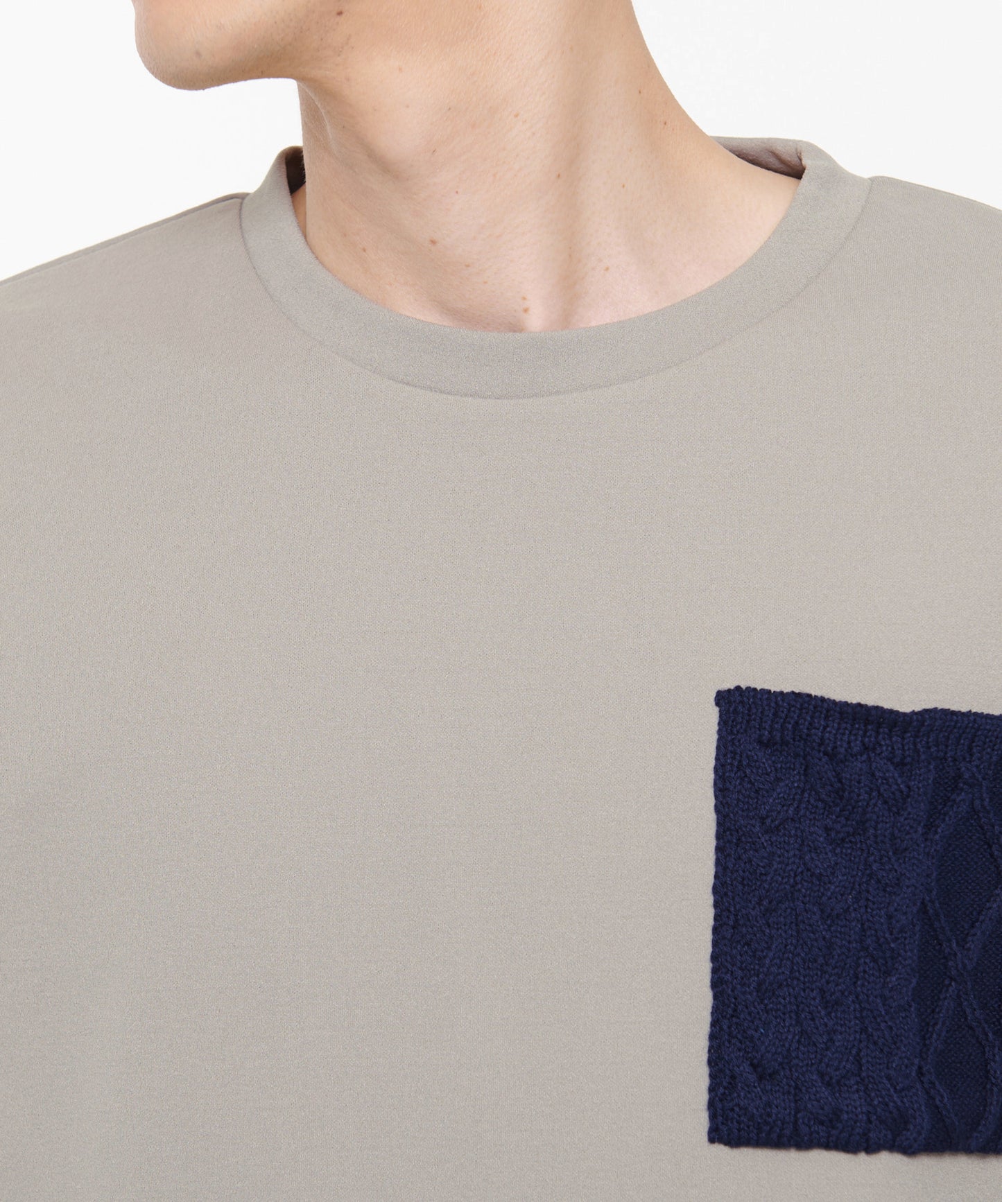梨地起毛ポケット 異素材 ロングスリーブTシャツ