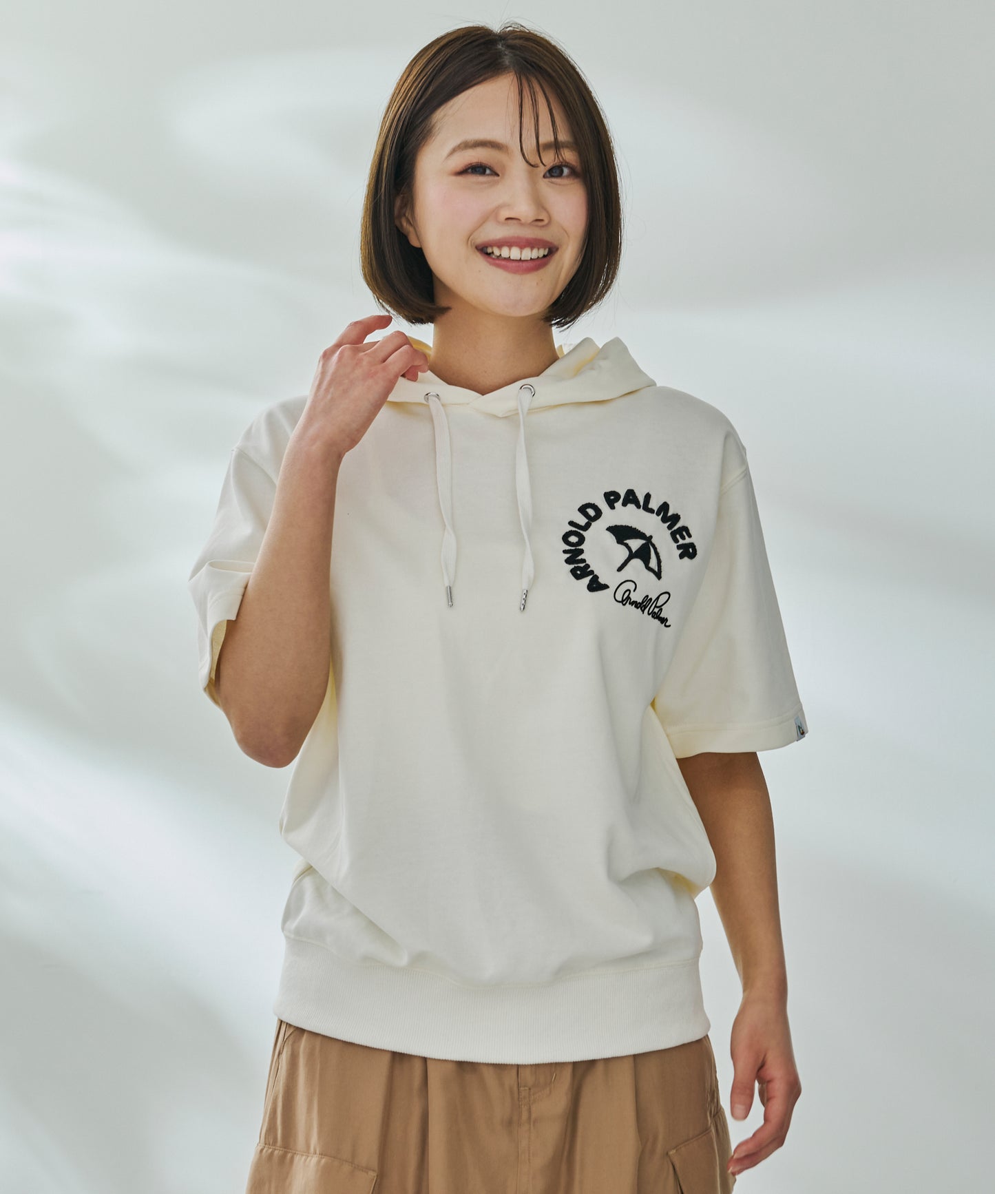 【TIME SALE】ライトスウェット シェア サガラ刺繍半袖フーディ