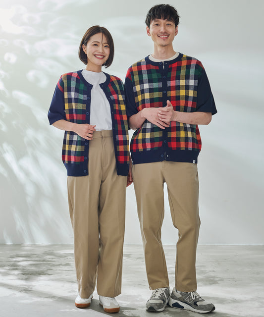 Arnold Palmer 【残り3点】パーマーチェックジャガード シェア 半袖ニットカーディガン