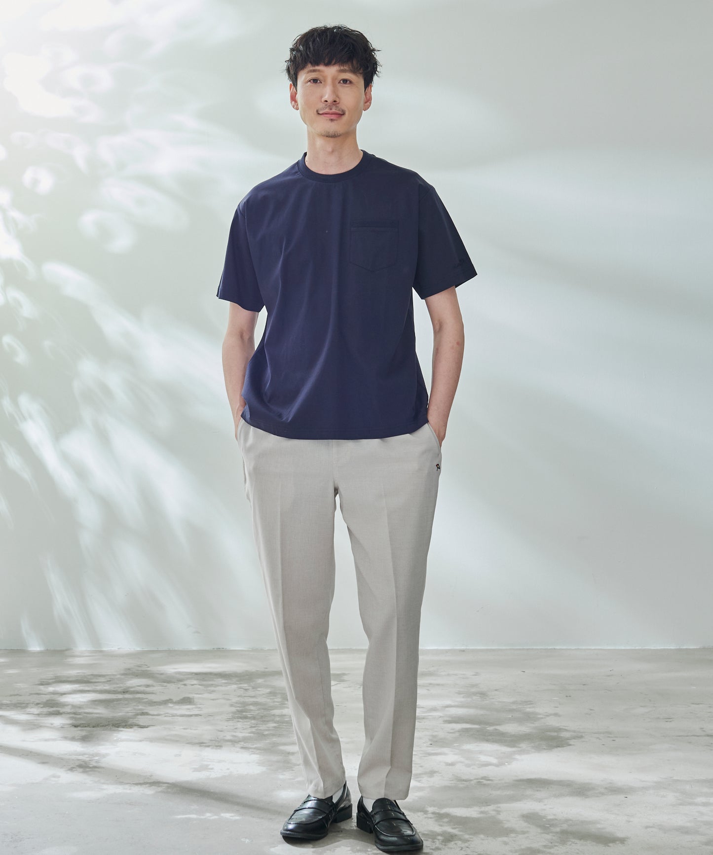 GIZAコットン ジャガードリブTシャツ