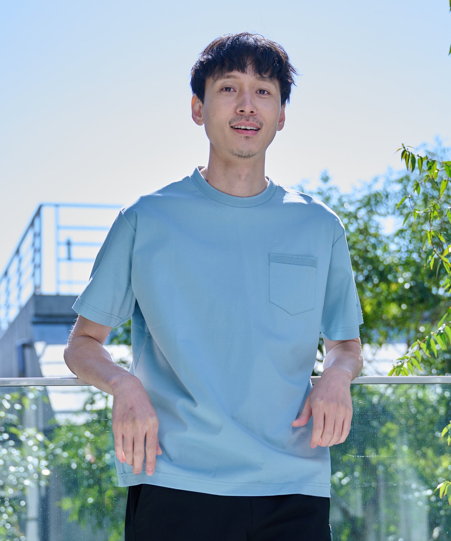 GIZAコットン ジャガードリブTシャツ