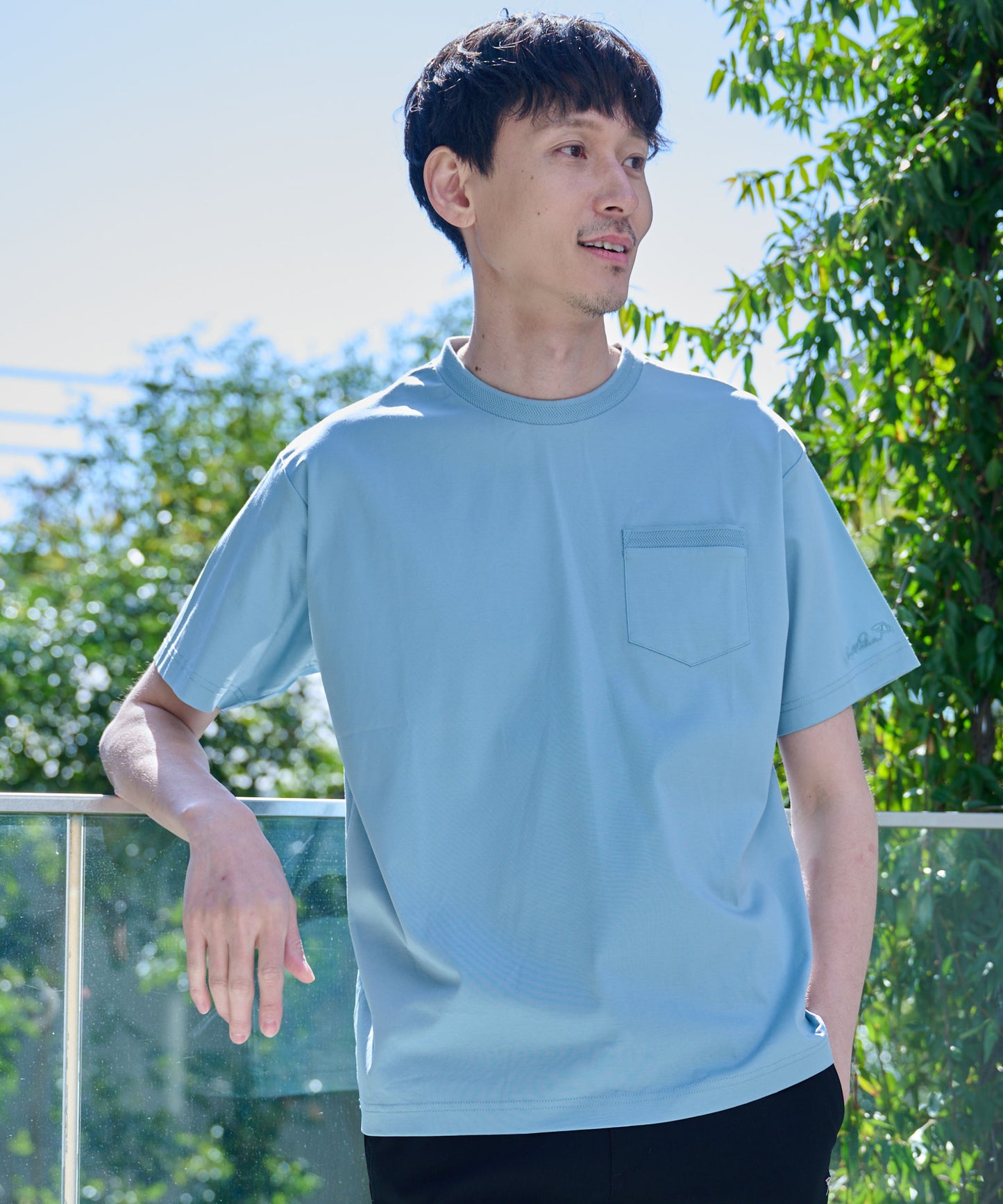 GIZAコットン ジャガードリブTシャツ