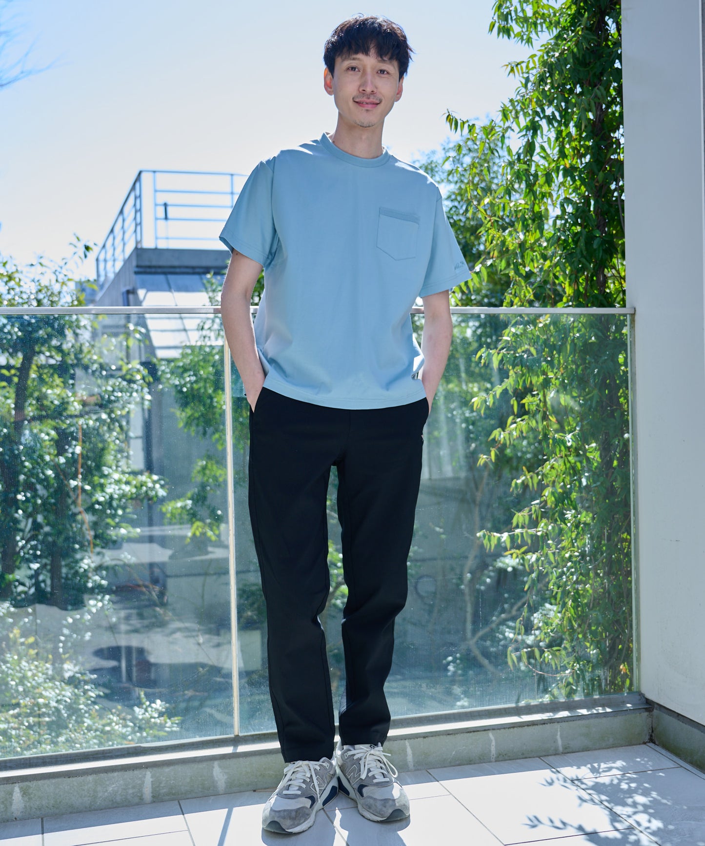 GIZAコットン ジャガードリブTシャツ