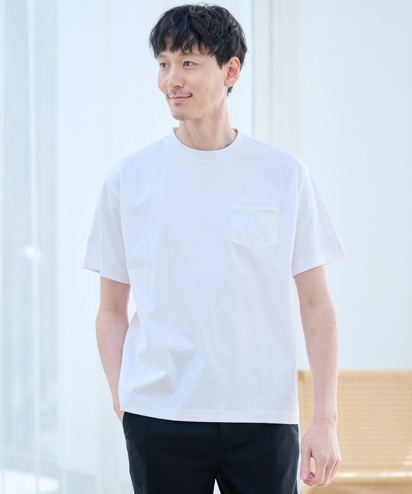 GIZAコットン ジャガードリブTシャツ