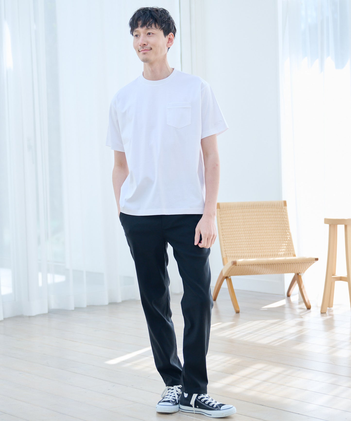 GIZAコットン ジャガードリブTシャツ