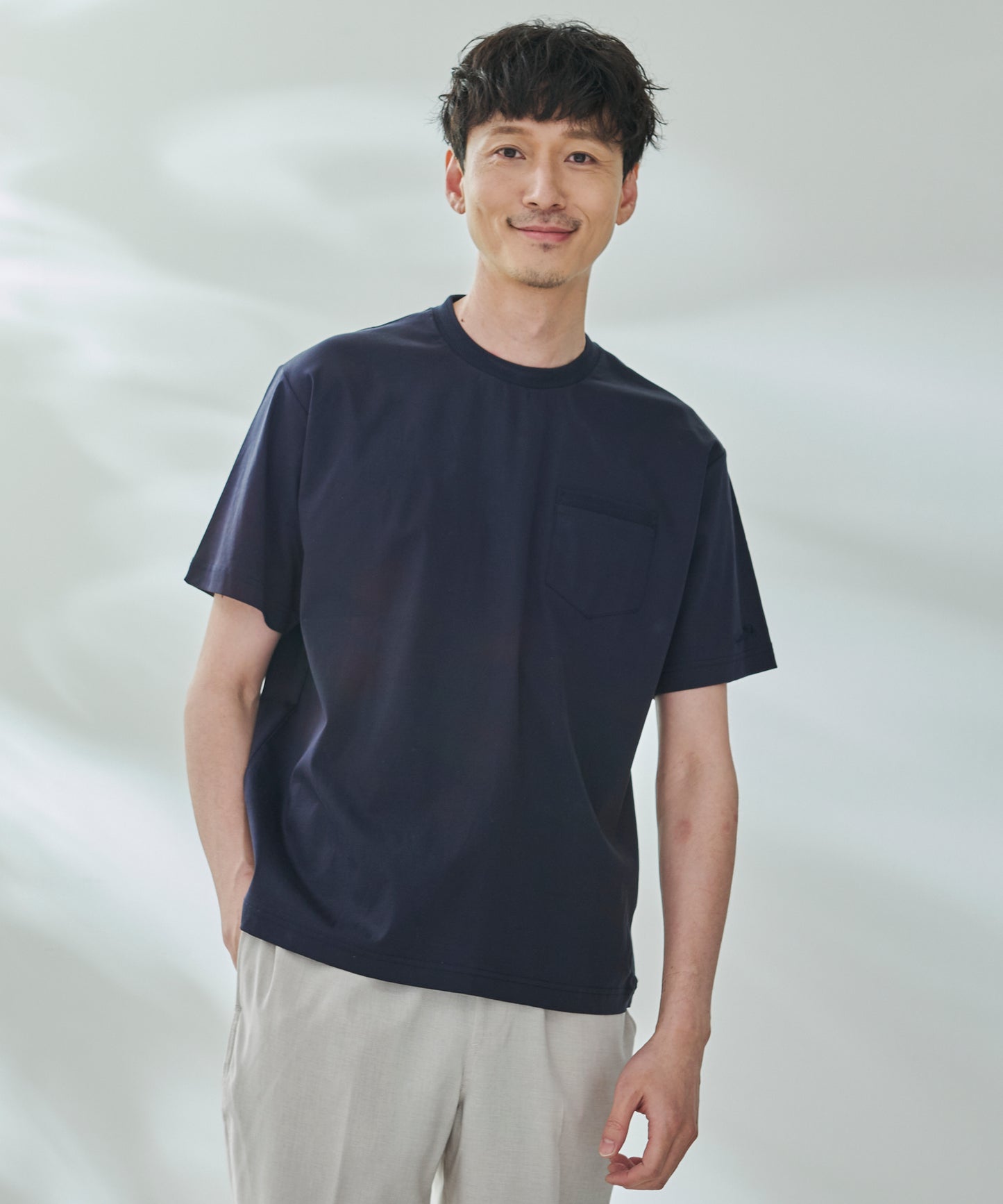 GIZAコットン ジャガードリブTシャツ