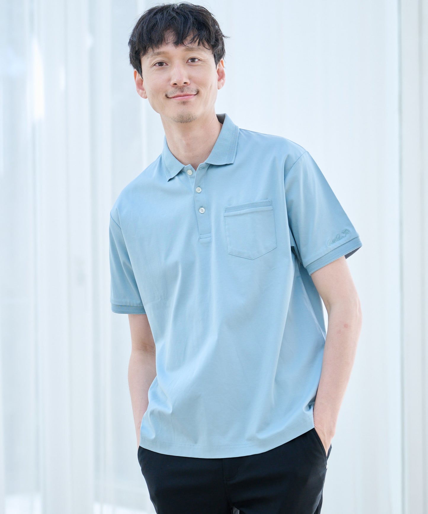 【TIME SALE】GIZAコットン ジャガードリブポロシャツ