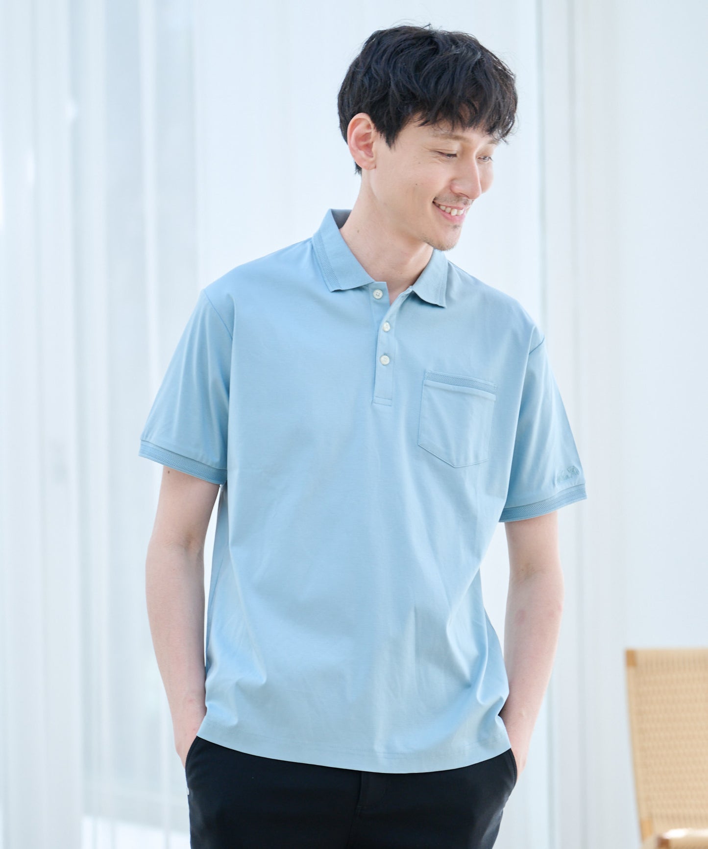 【TIME SALE】GIZAコットン ジャガードリブポロシャツ