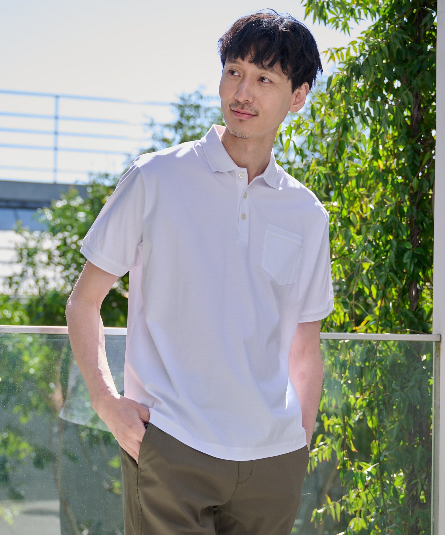 【TIME SALE】GIZAコットン ジャガードリブポロシャツ