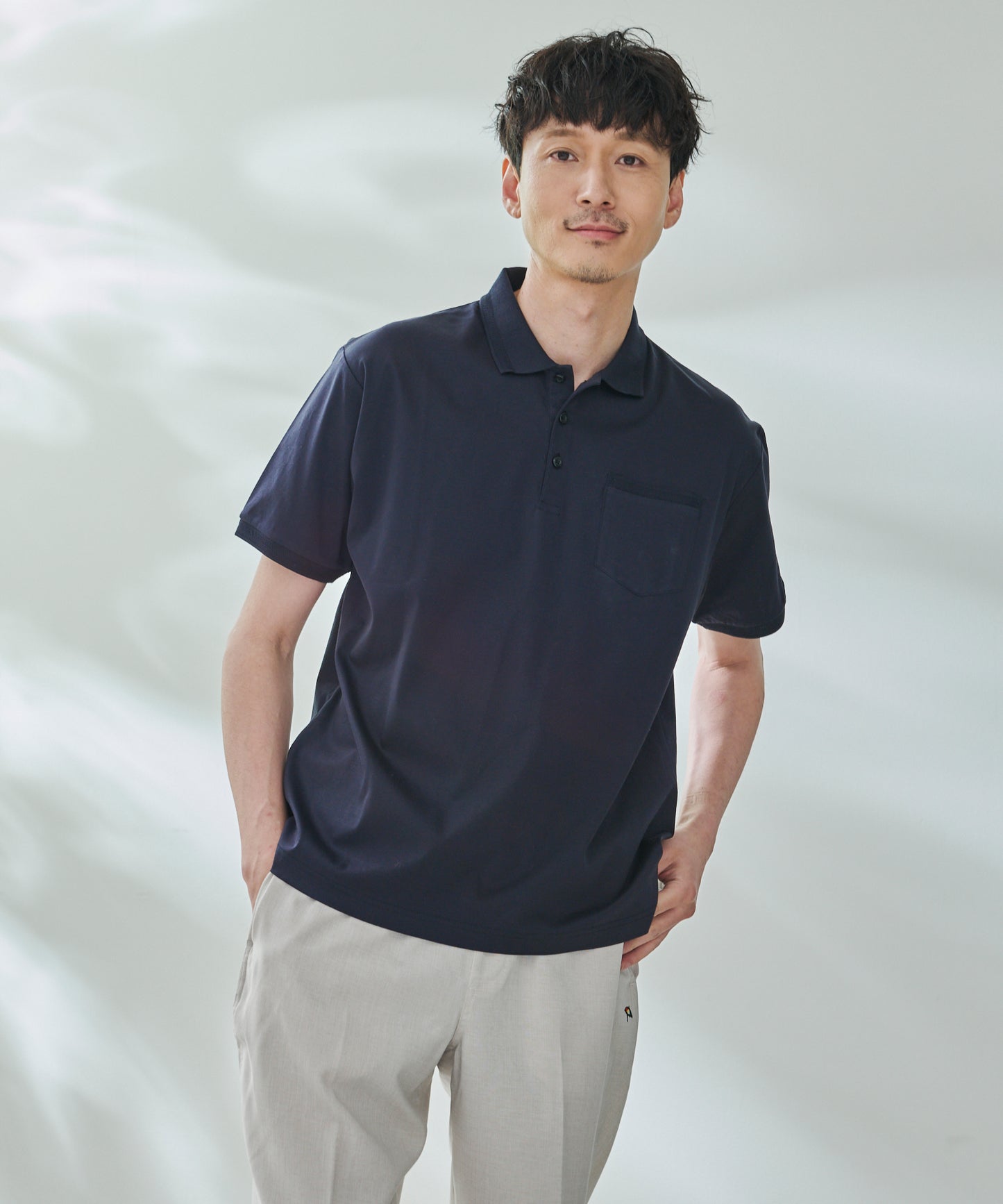 【TIME SALE】GIZAコットン ジャガードリブポロシャツ