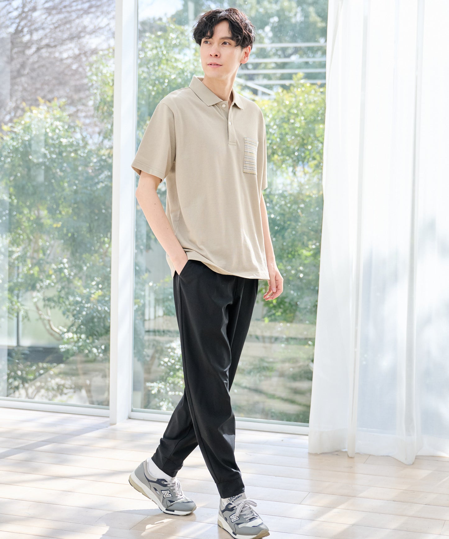 ラッセルジャガード ポケット付きポロシャツ