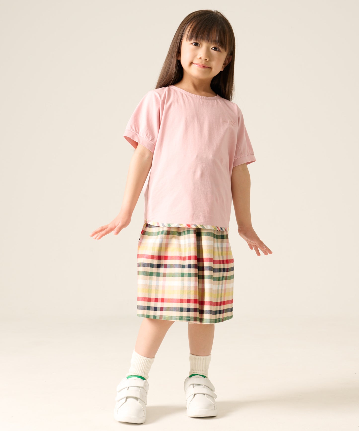 さらラクカットソー パーマーヘムパイピングTシャツ【キッズ】