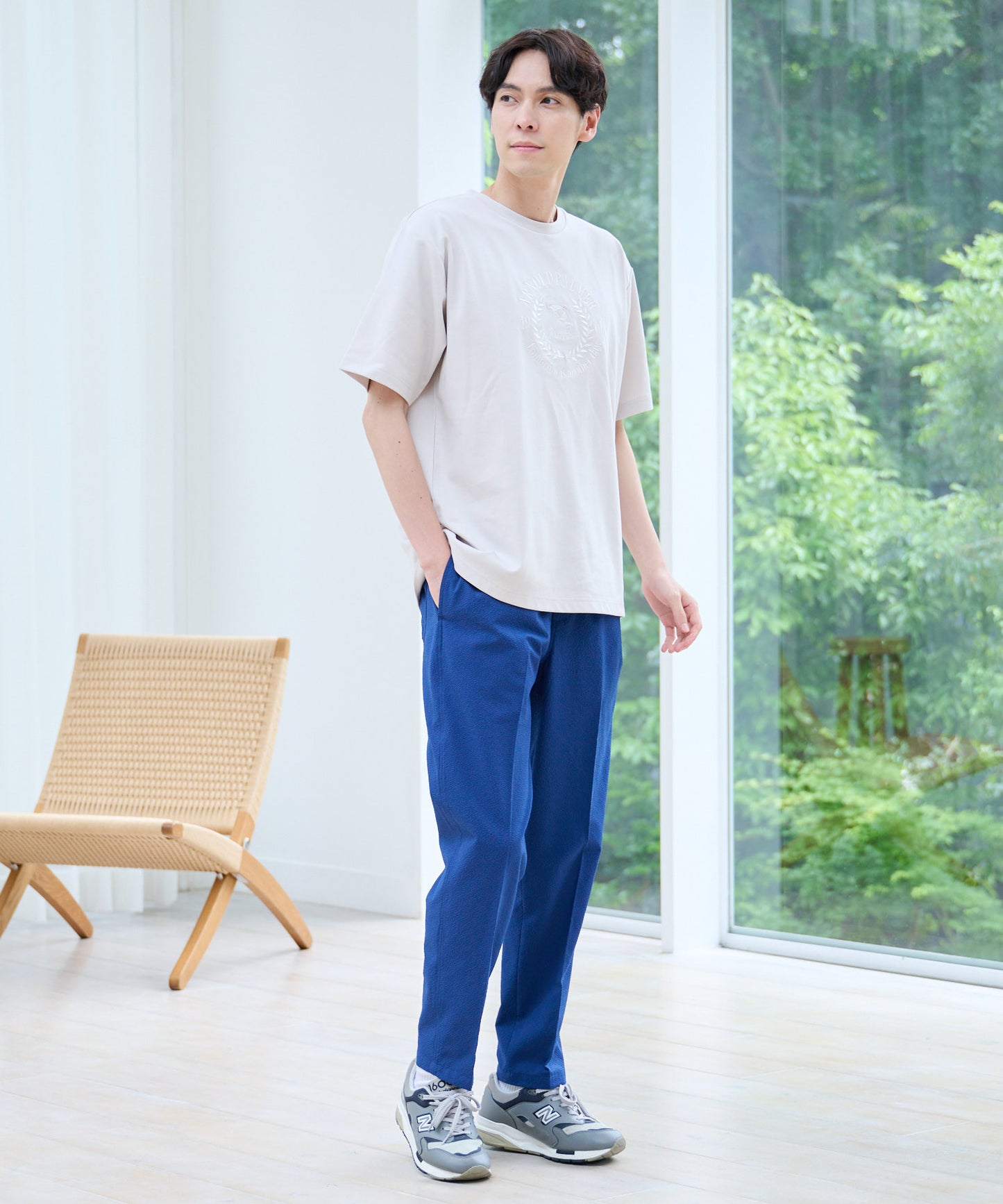 【汗染み防止】シルケットモクロディ シェア ロゴ刺繍Tシャツ