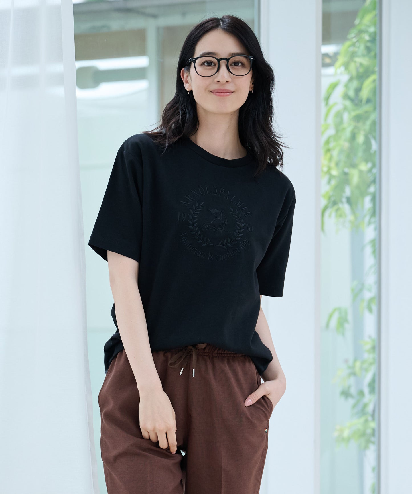 【汗染み防止】シルケットモクロディ シェア ロゴ刺繍Tシャツ