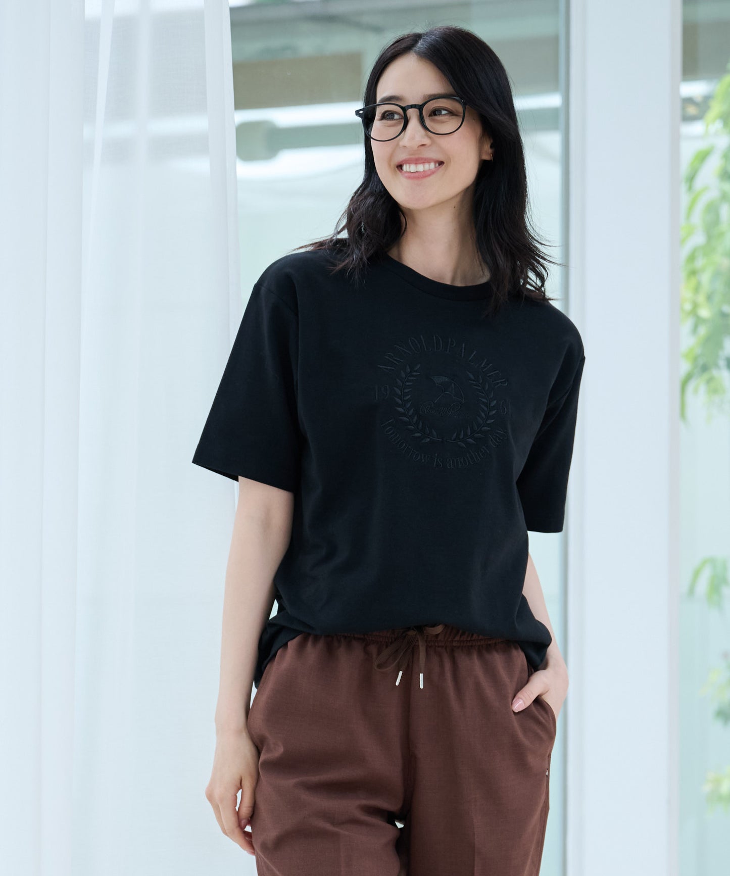 【汗染み防止】シルケットモクロディ シェア ロゴ刺繍Tシャツ