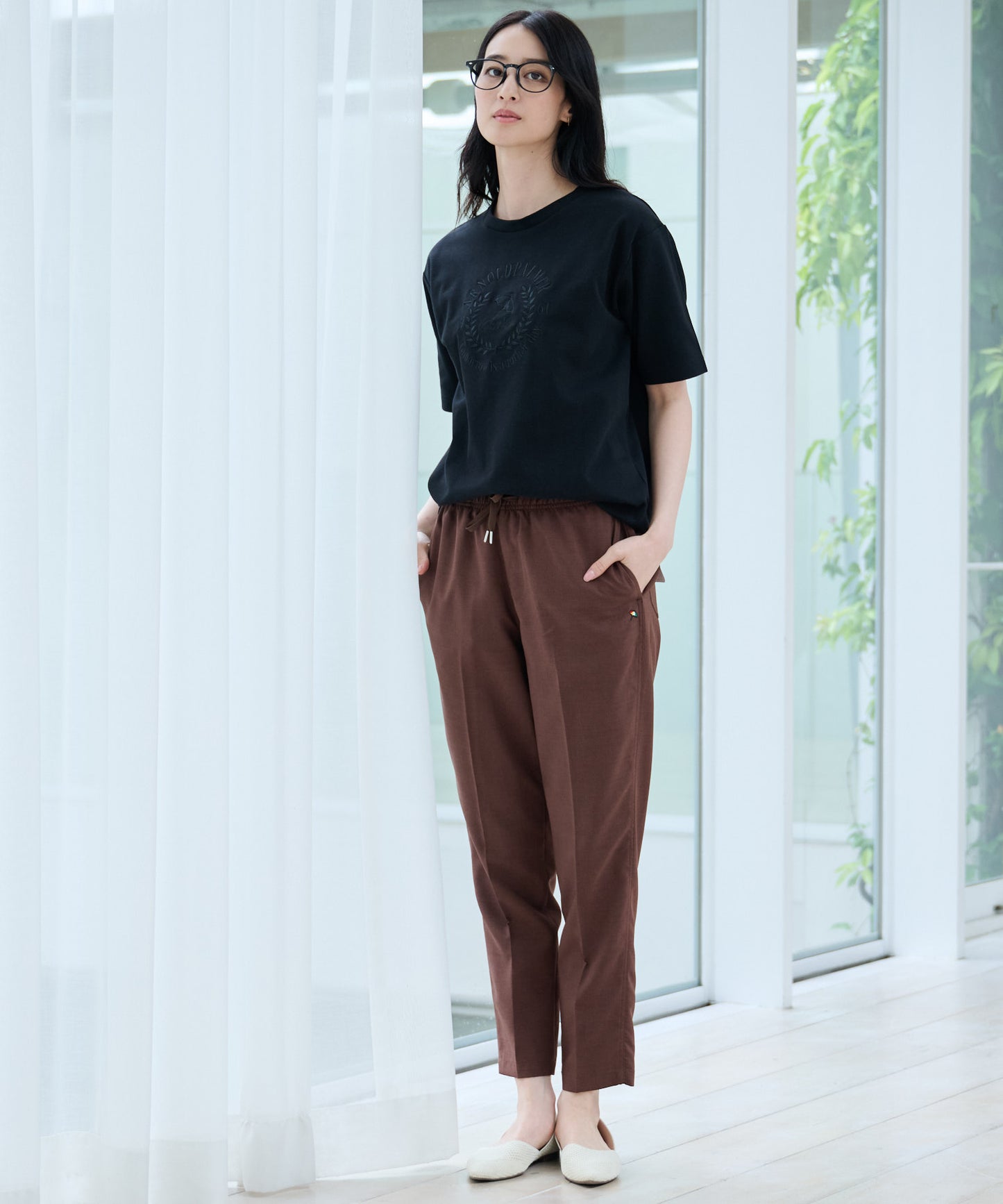 【汗染み防止】シルケットモクロディ シェア ロゴ刺繍Tシャツ