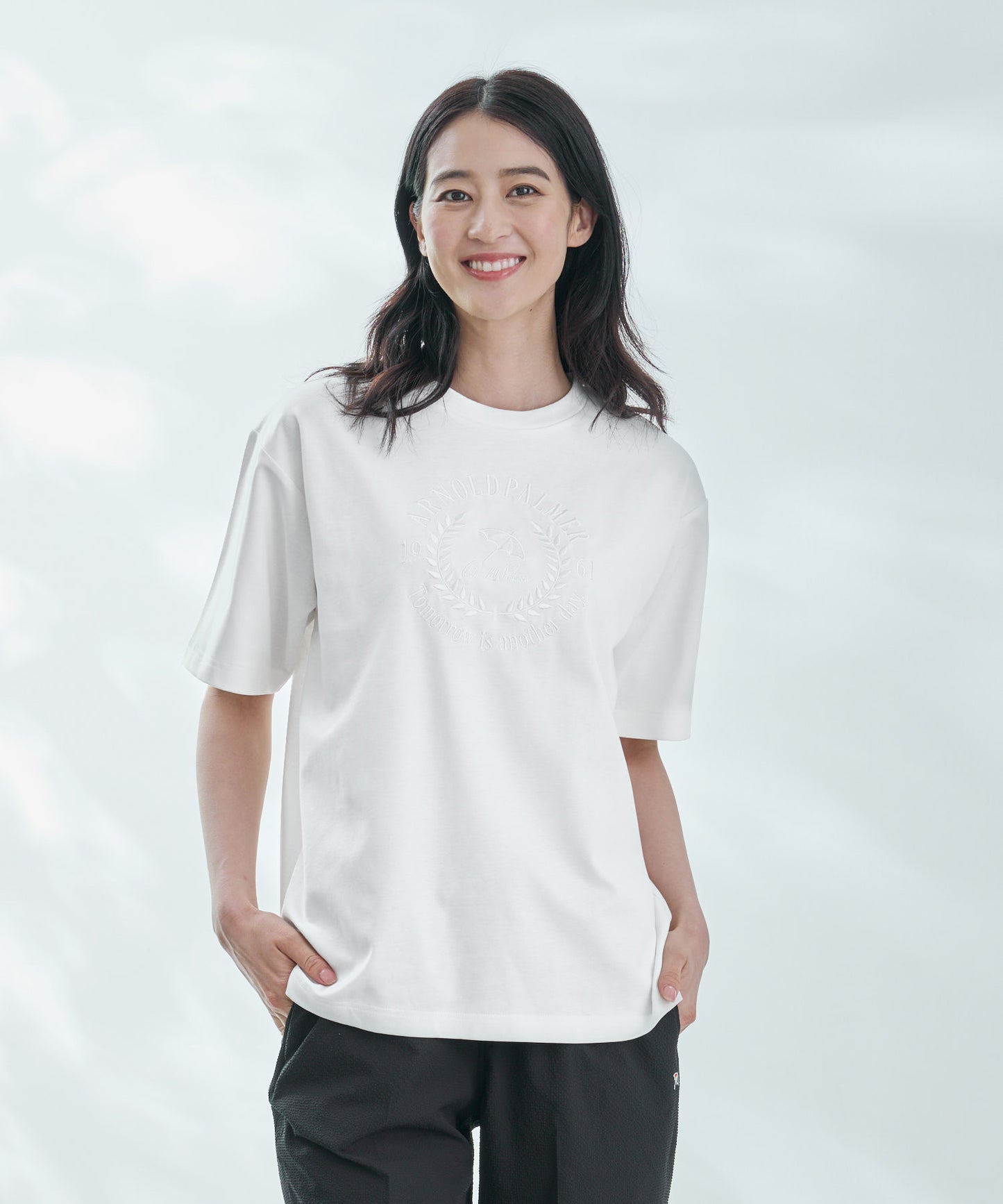 【汗染み防止】シルケットモクロディ シェア ロゴ刺繍Tシャツ