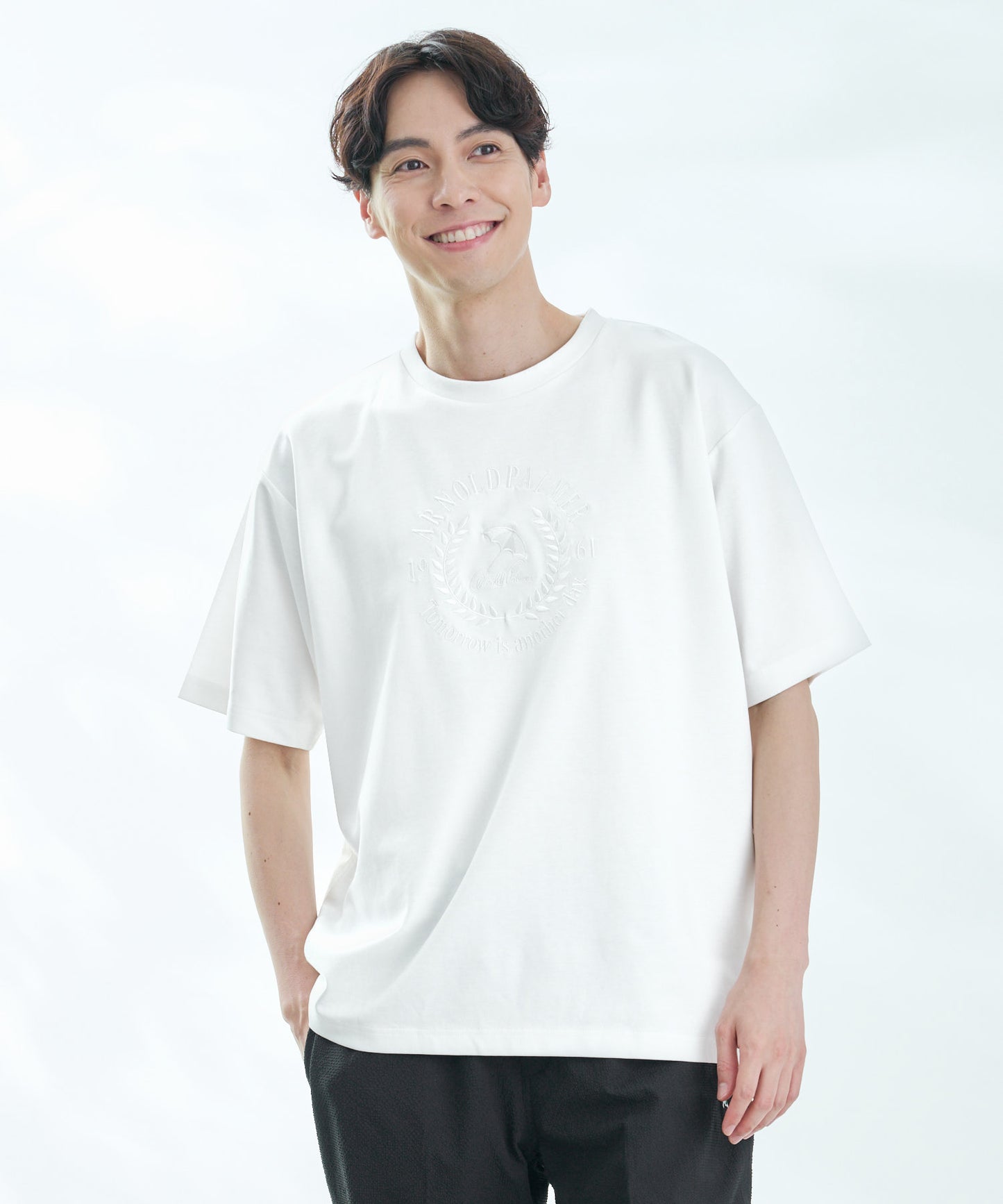 【汗染み防止】シルケットモクロディ シェア ロゴ刺繍Tシャツ