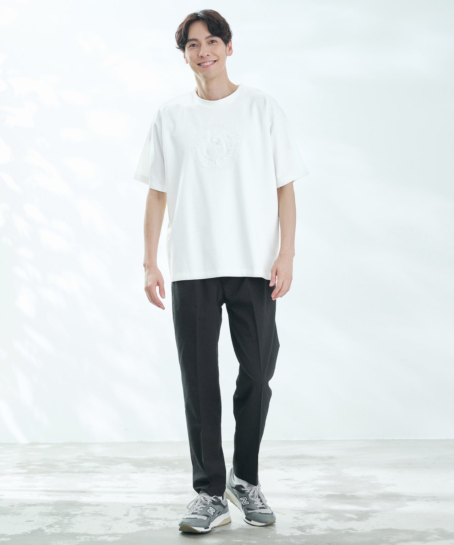 【汗染み防止】シルケットモクロディ シェア ロゴ刺繍Tシャツ
