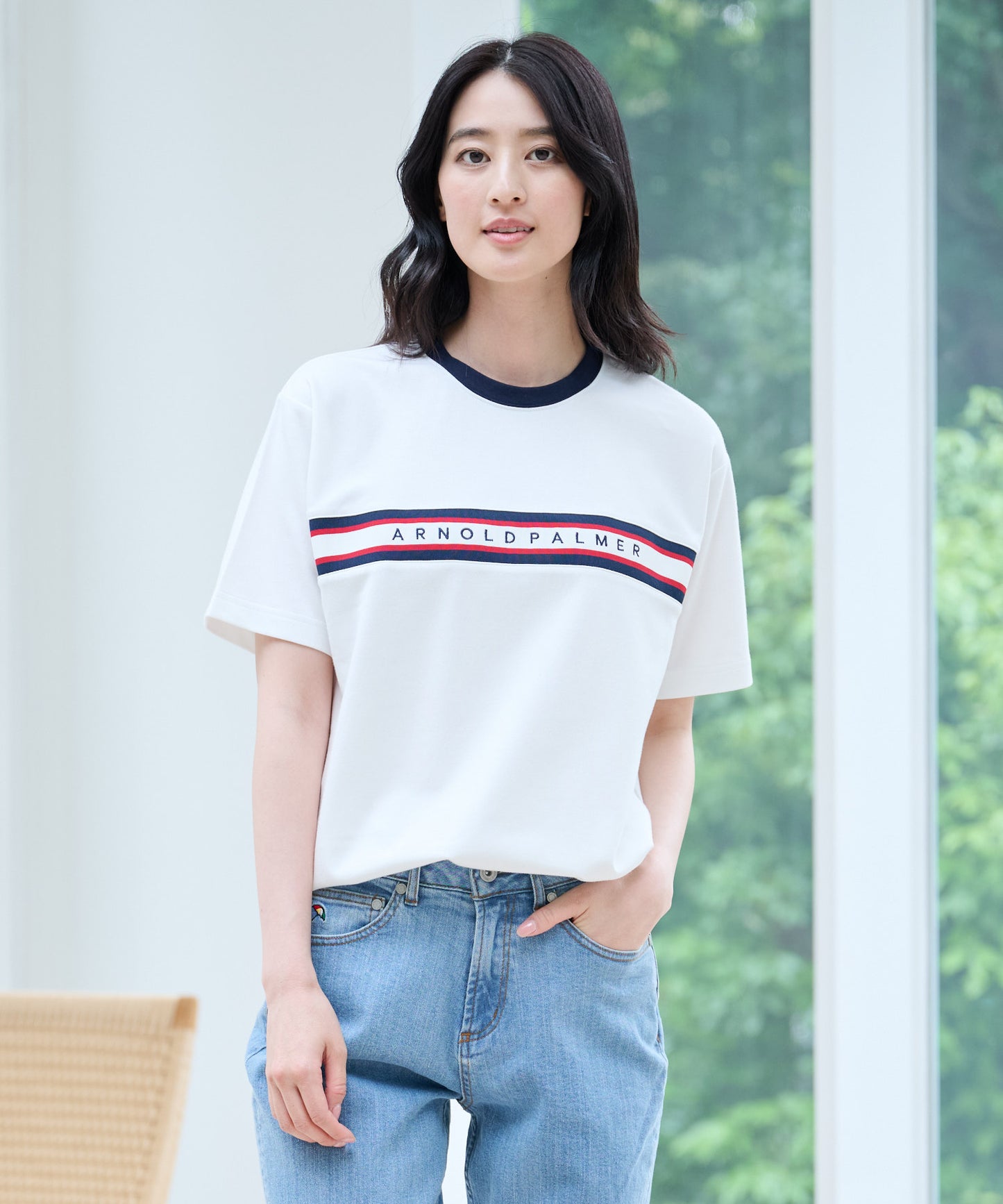 【汗染み防止】シェア パネルリブラインTシャツ