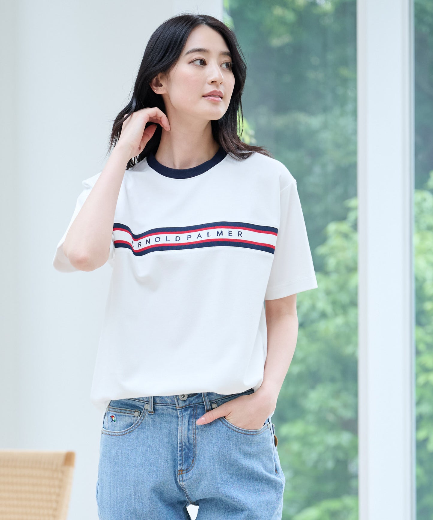 【汗染み防止】シェア パネルリブラインTシャツ