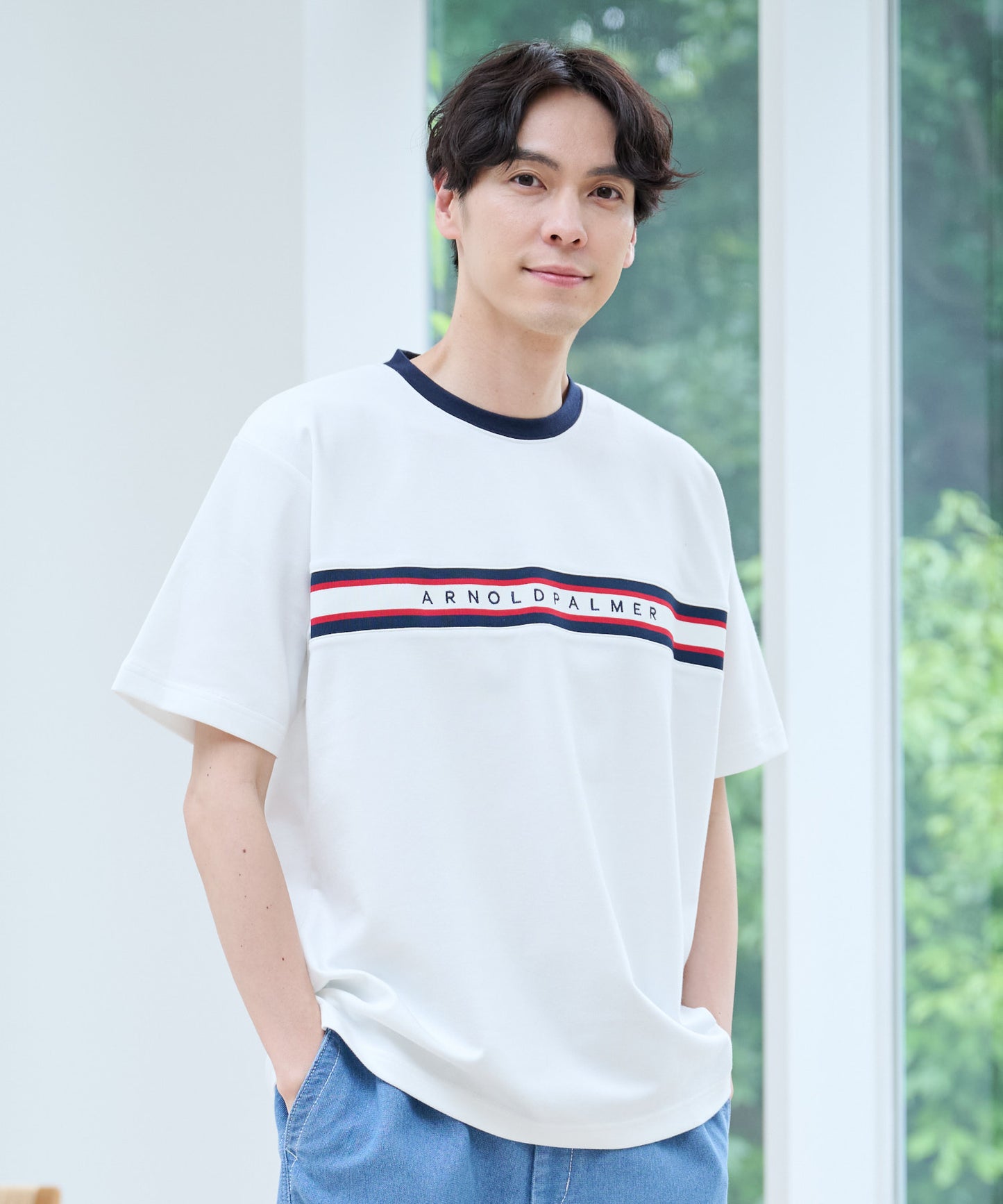 【汗染み防止】シェア パネルリブラインTシャツ