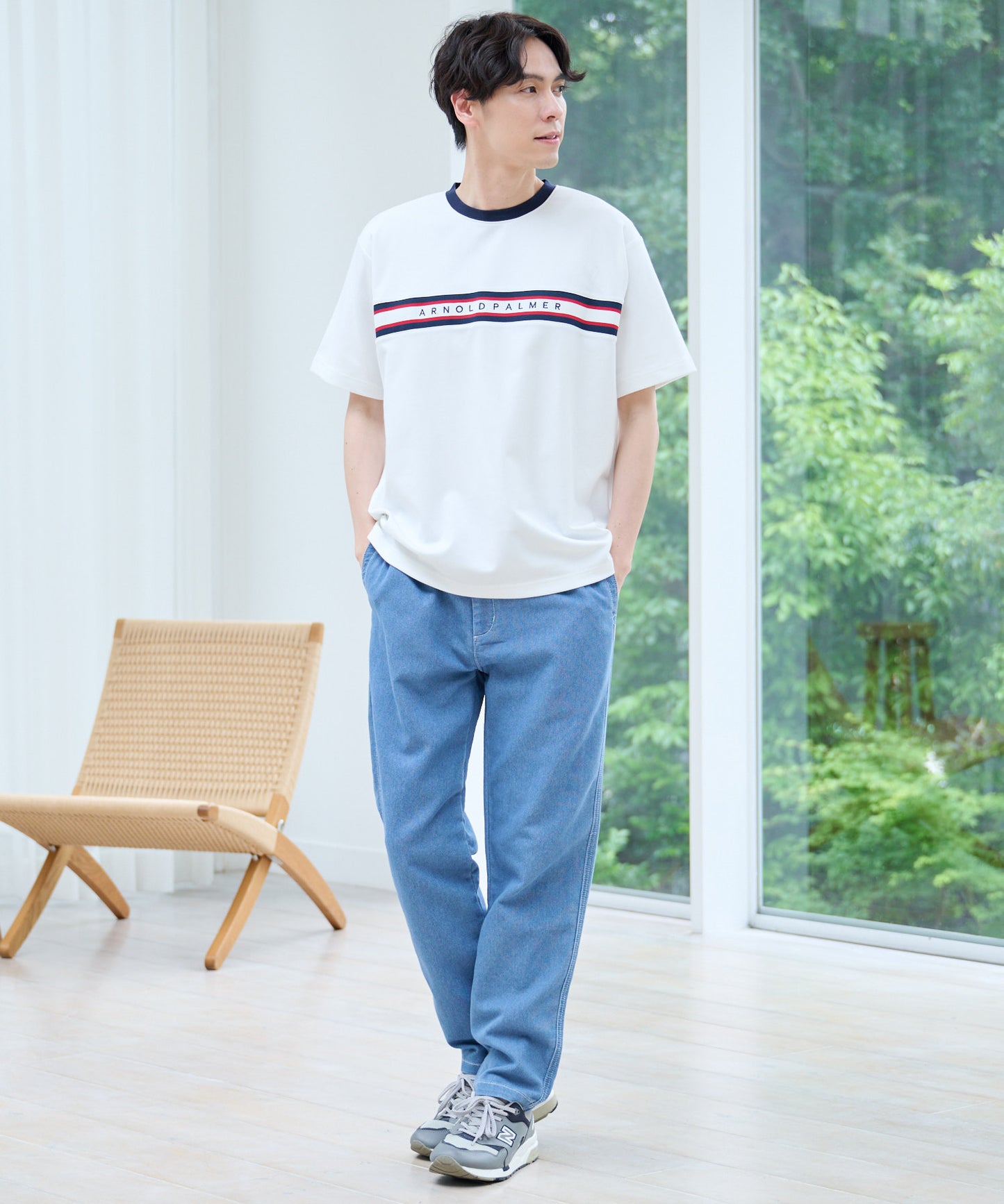 【汗染み防止】シェア パネルリブラインTシャツ