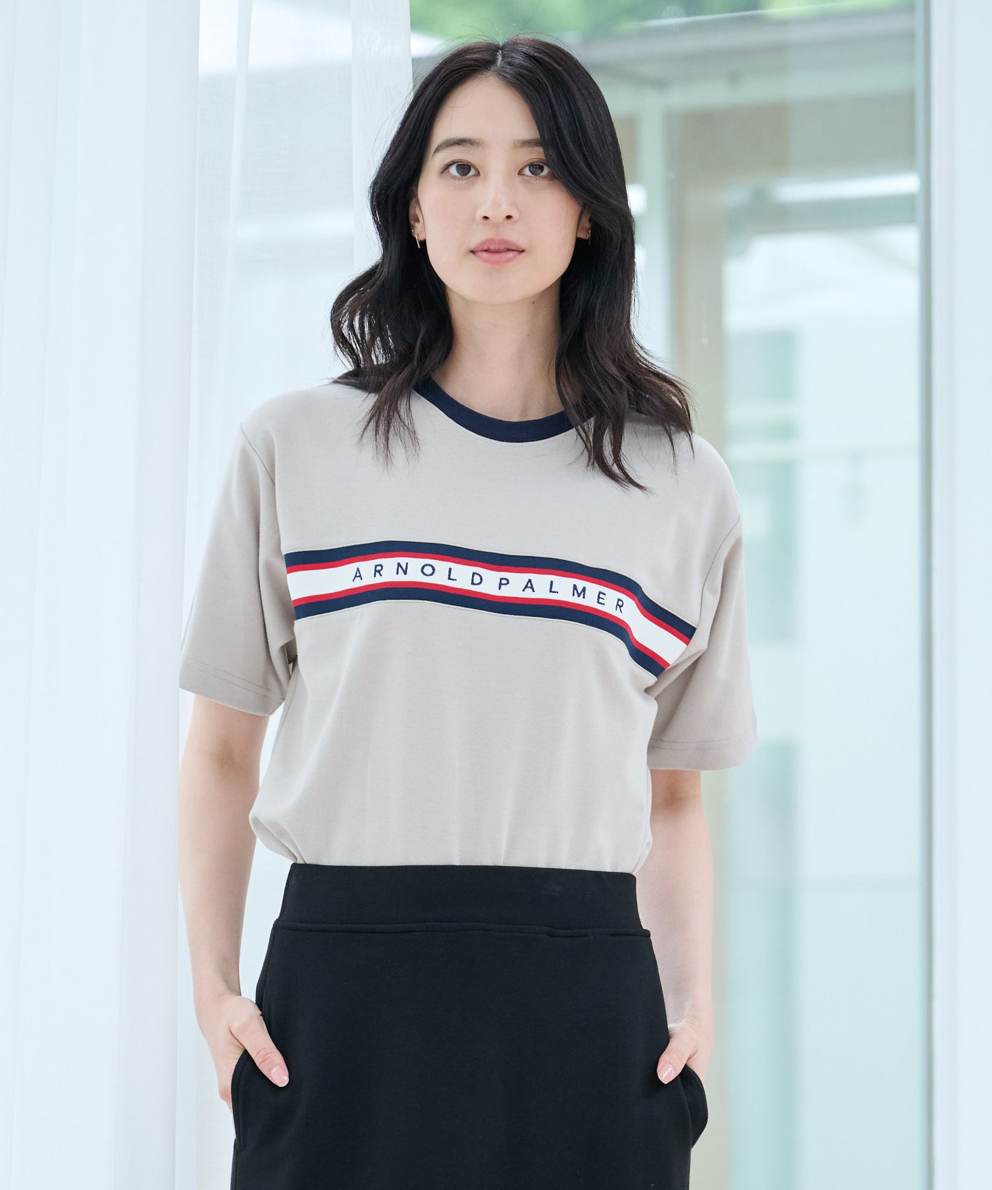 【汗染み防止】シェア パネルリブラインTシャツ