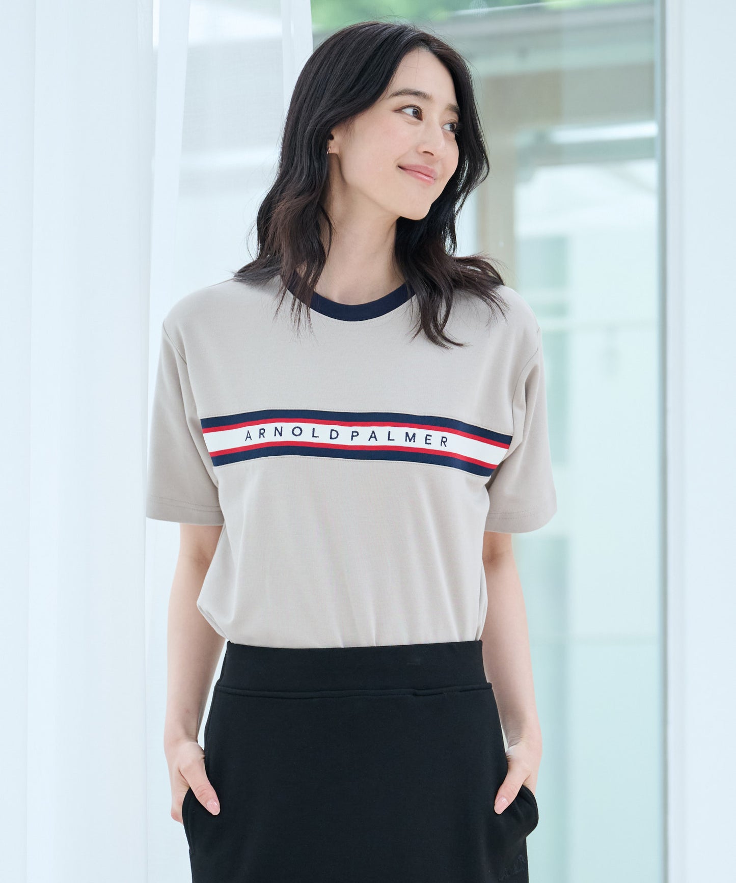 【汗染み防止】シェア パネルリブラインTシャツ