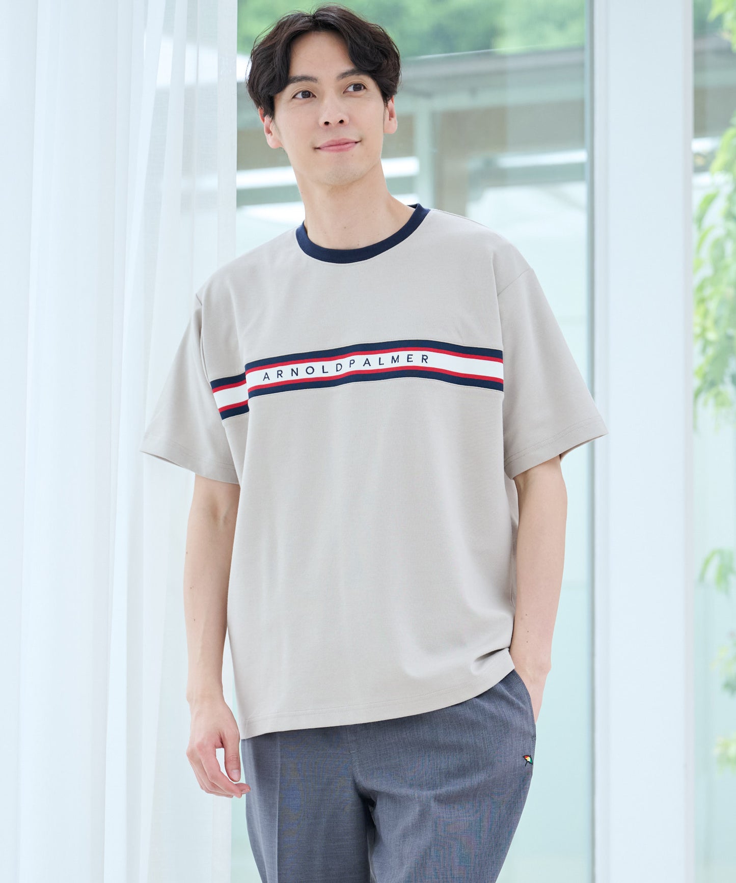 【汗染み防止】シェア パネルリブラインTシャツ