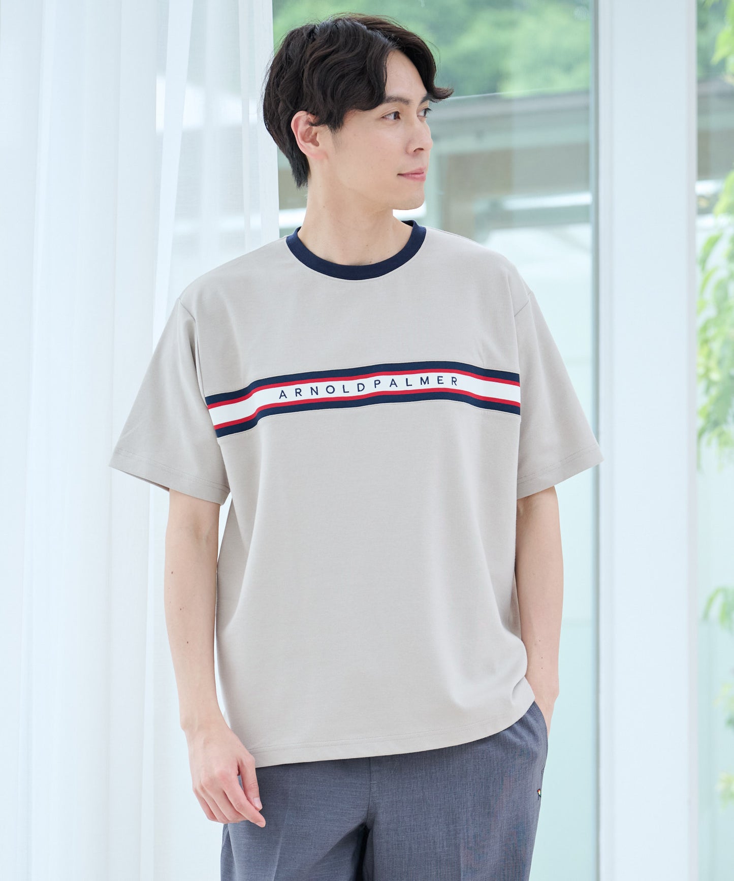 【汗染み防止】シェア パネルリブラインTシャツ