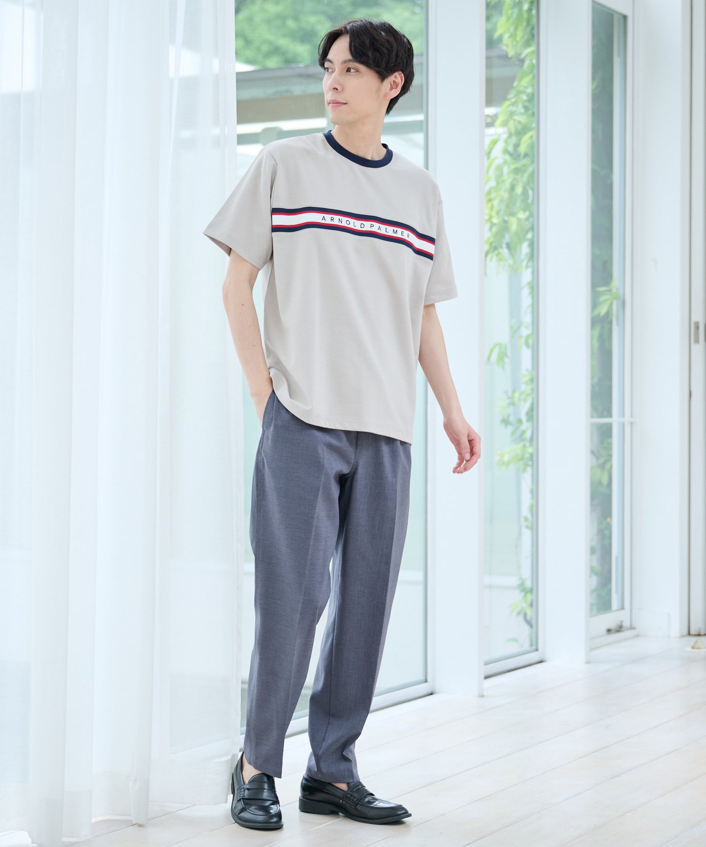 【汗染み防止】シェア パネルリブラインTシャツ