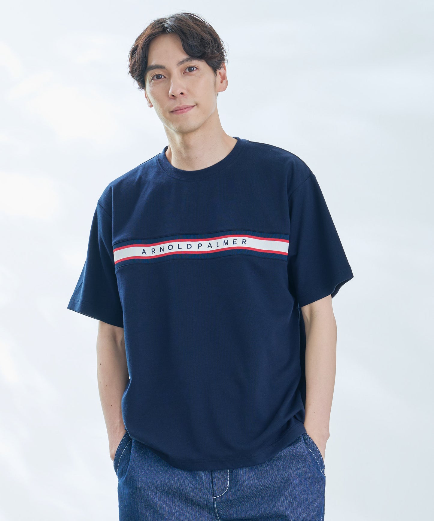 【汗染み防止】シェア パネルリブラインTシャツ