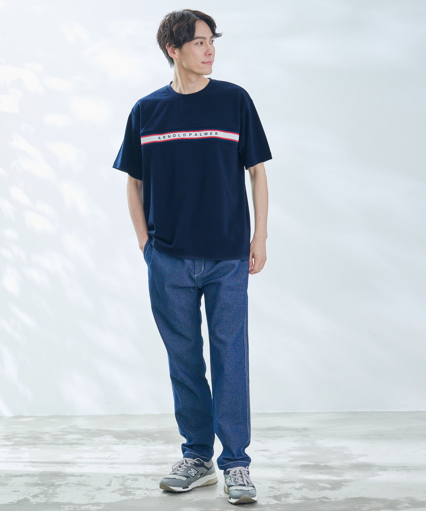 【汗染み防止】シェア パネルリブラインTシャツ