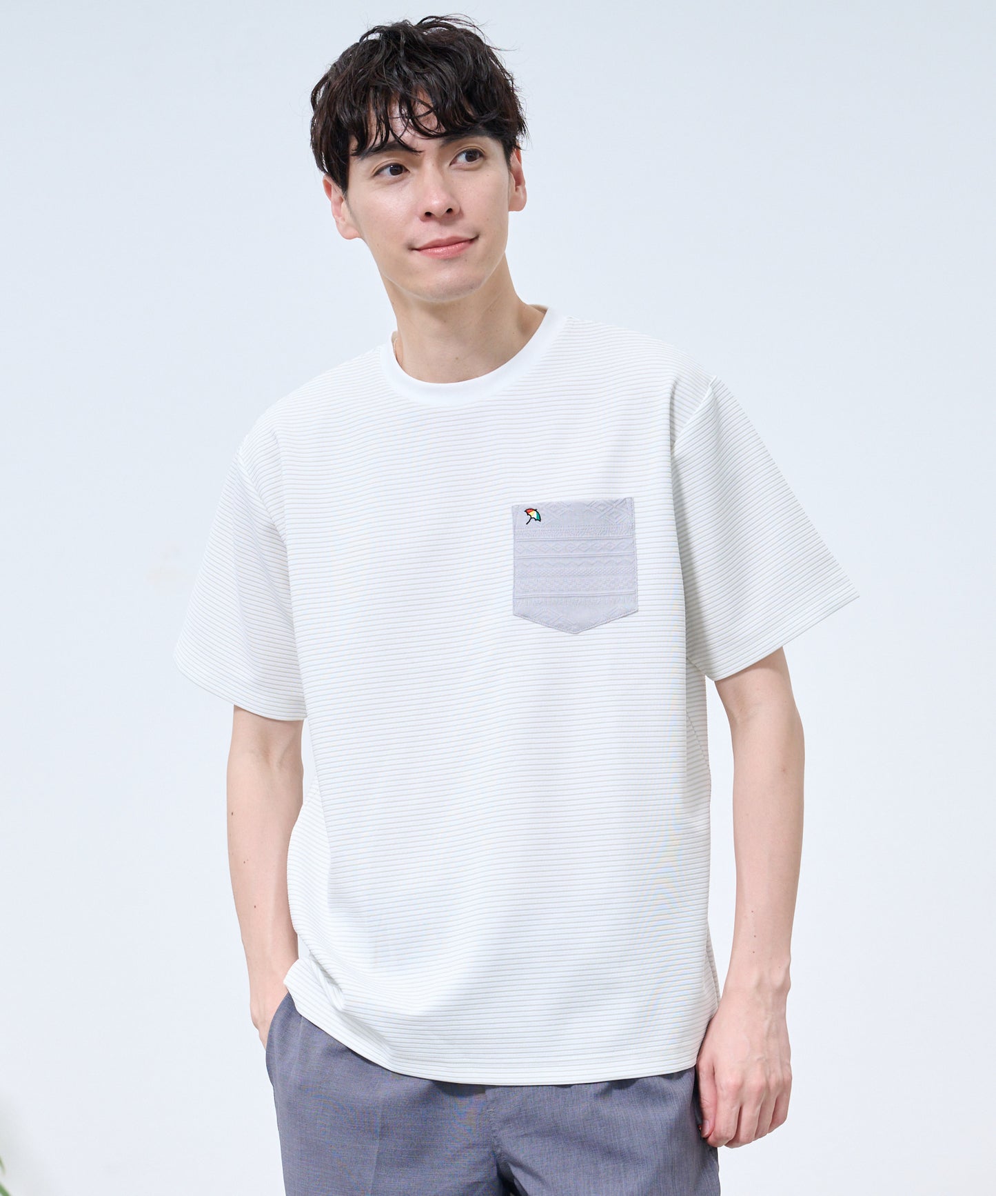 ドライリップルボーダー ポケットTシャツ