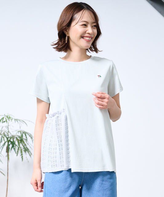 Arnold Palmer アシメ レースドッキング ギャザーTシャツ