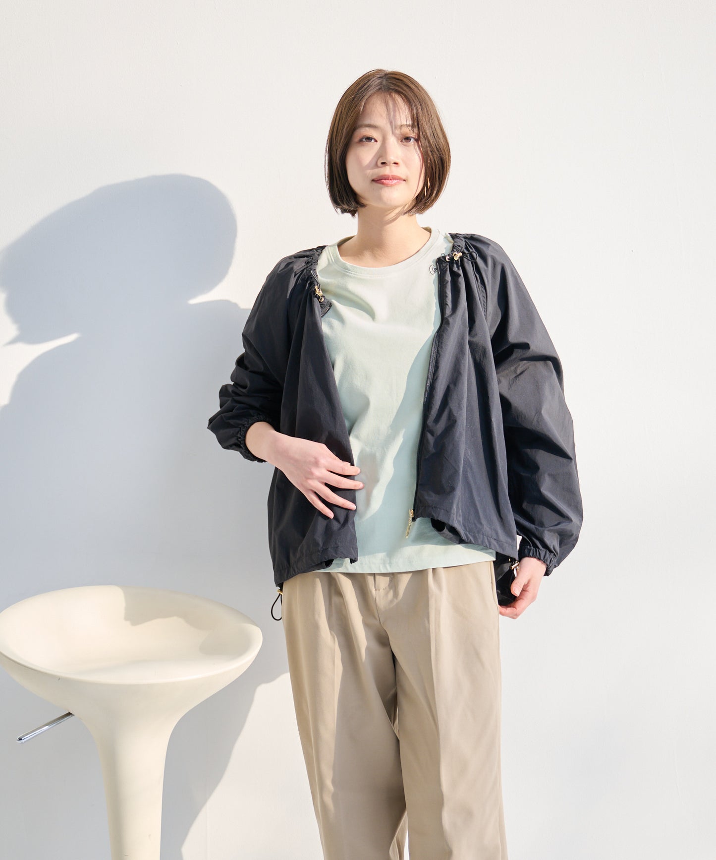 花粉ガード ライトノーカラーブルゾン