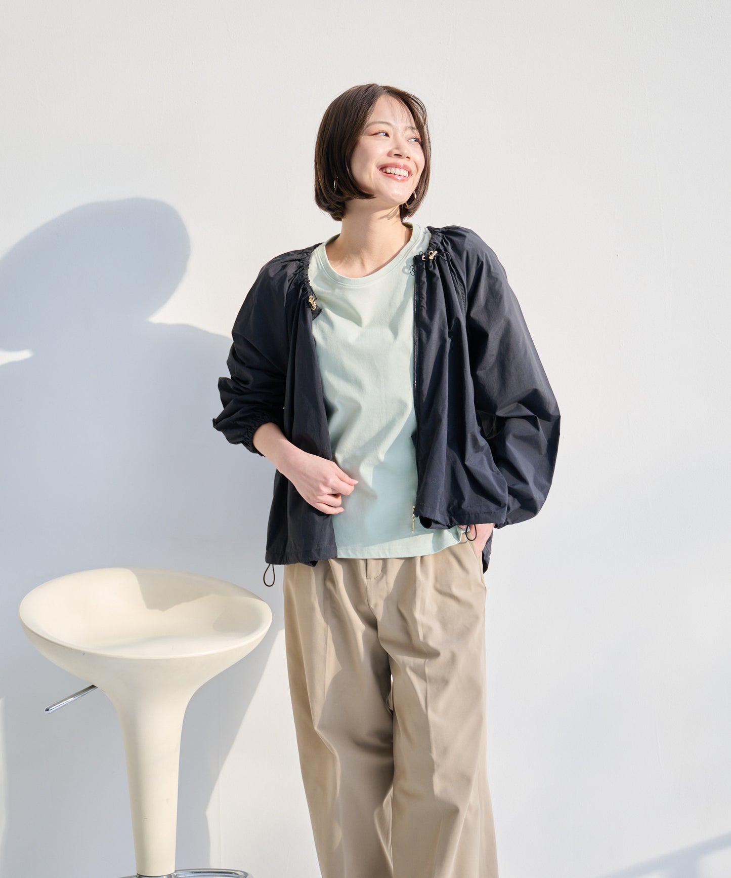 花粉ガード ライトノーカラーブルゾン