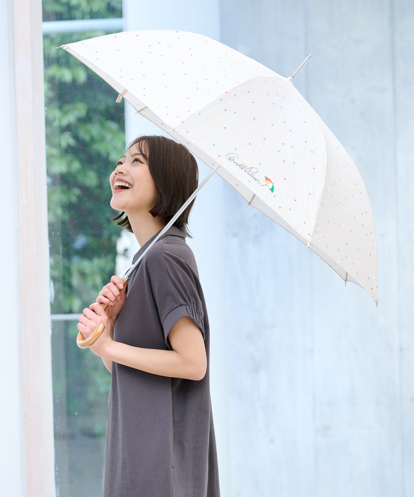ドット柄 晴雨兼用 シェア 長傘