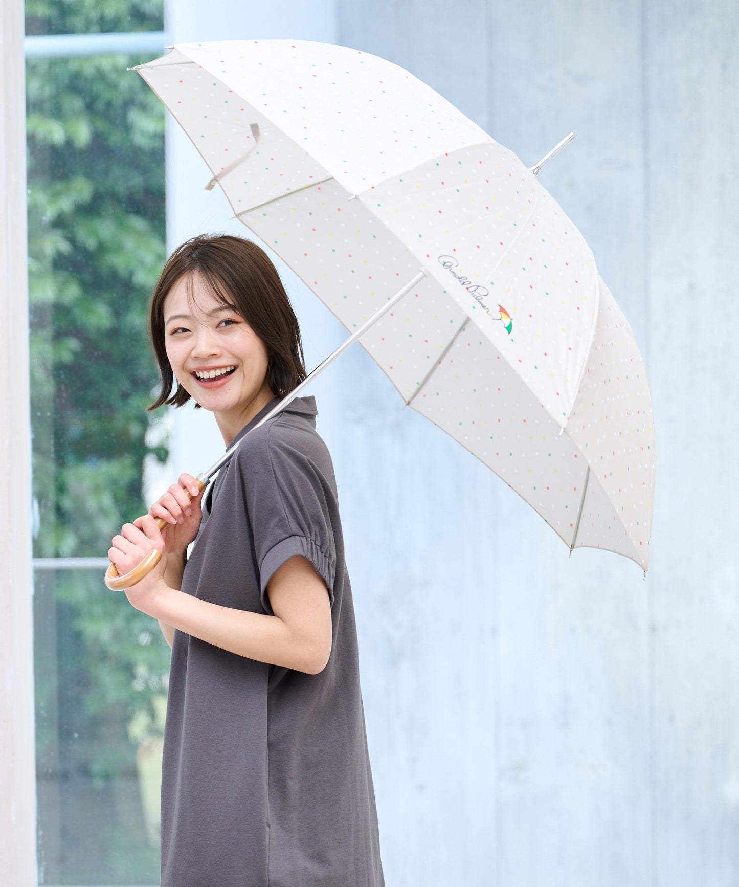ドット柄 晴雨兼用 シェア 長傘